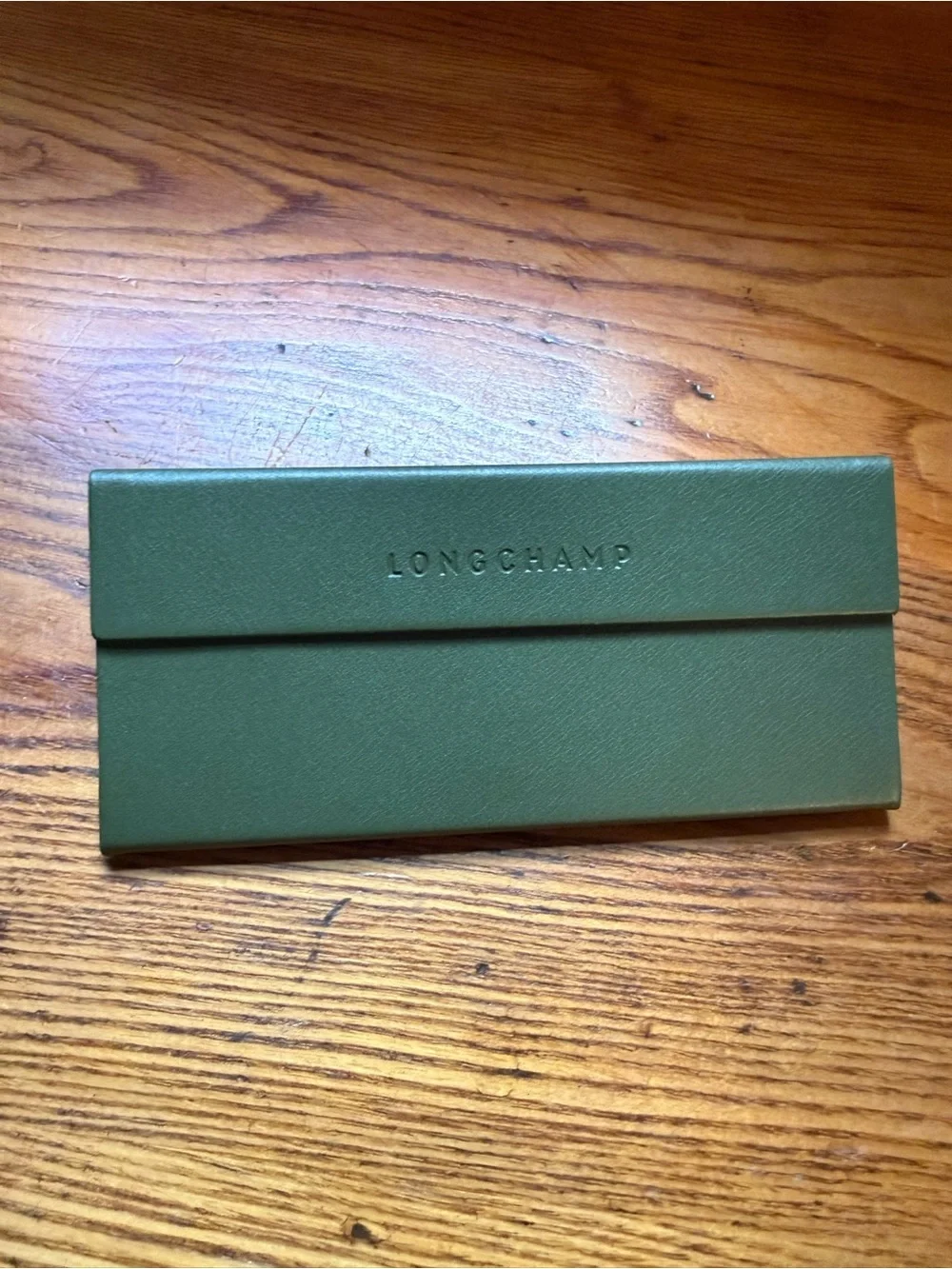Longchamp Dark Green Leather Eyewear Case